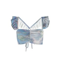 Morning On The Seine Ruffle Bikini Top
